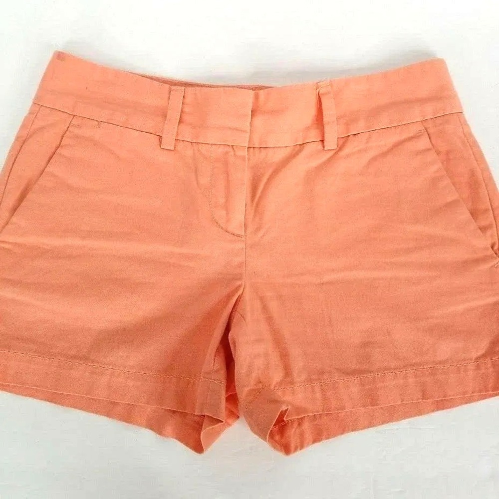 Ann Taylor LOFT Shorts Womens 00 Orange Cotton Chino Casual Summer Mid Rise